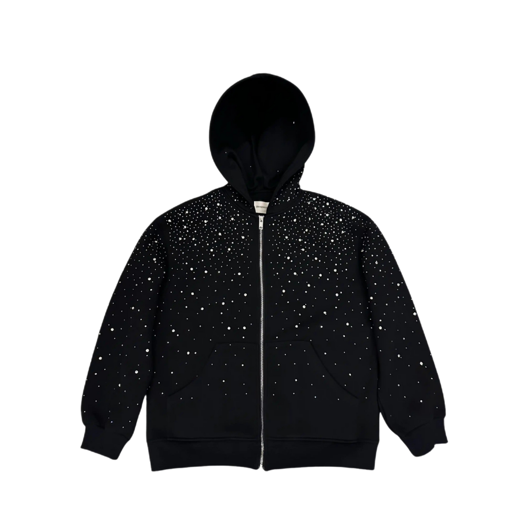 VYBES Rhinestone Galaxy Hoodie ブラック Introducing the Rhinestone Galaxy Hoodie – Made to Turn