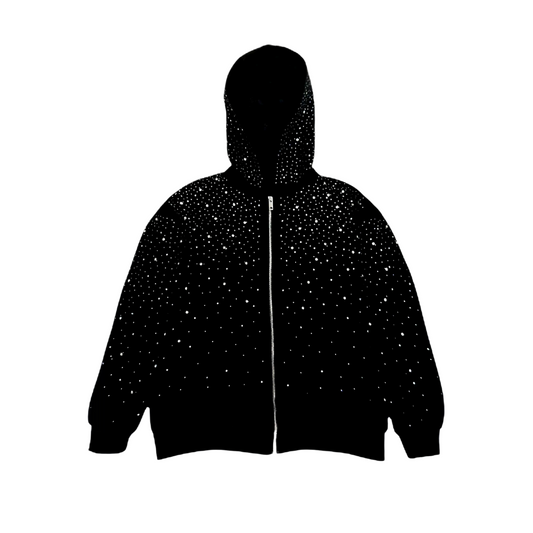 Rhinestone Galaxy Zip Up | Fur-Lined Warmth & Shine