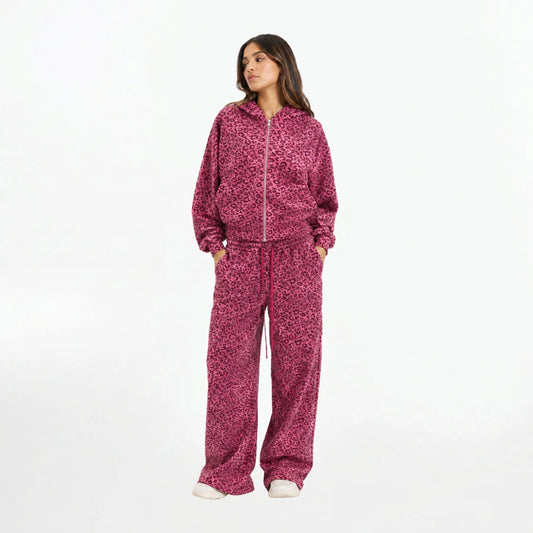 VYBES Pink Leopard Sweatpants