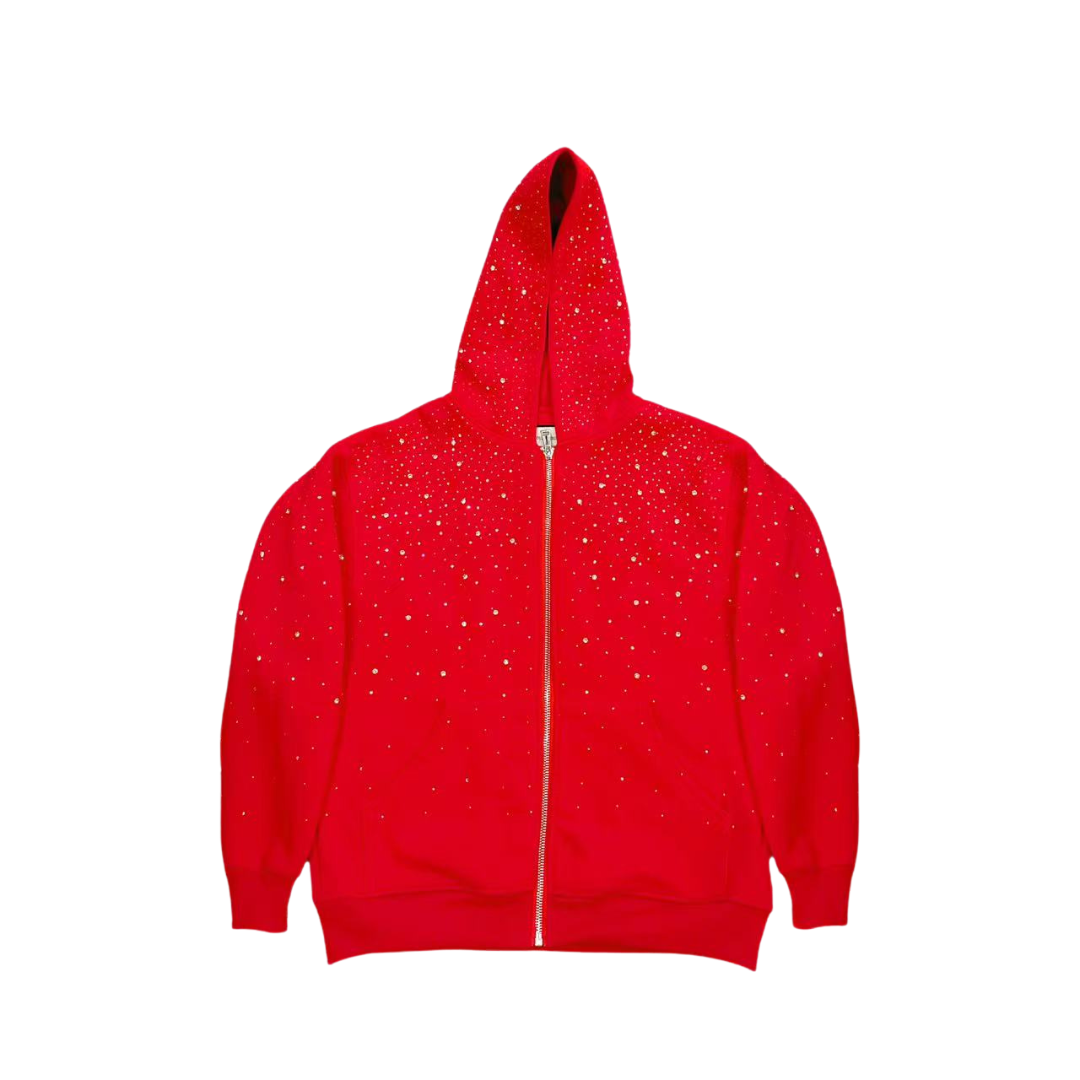VYBES Rhinestone Galaxy Zip Up | Sleek & Sparkling Layer