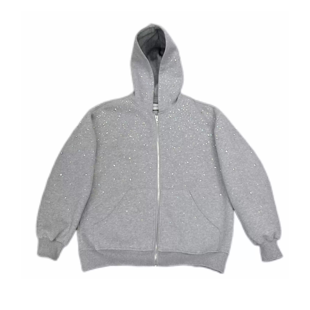 VYBES Rhinestone Galaxy Zip Up | Sleek & Sparkling Layer