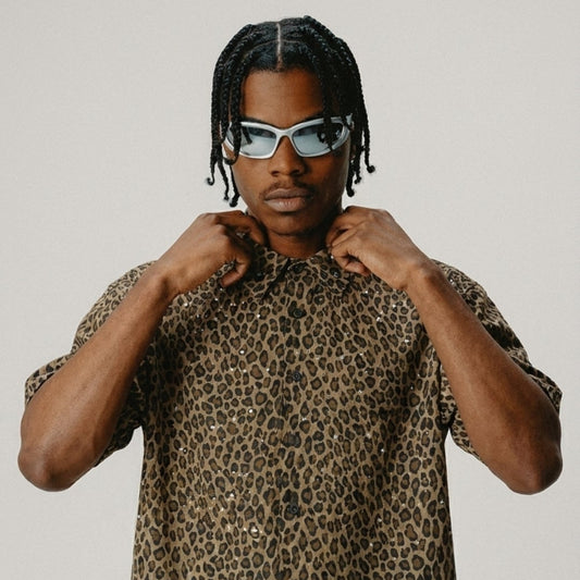 VYBES Leopard Short Sleeve Shirt
