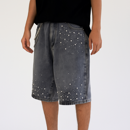 VYBES Rhinestone Pearl Jorts