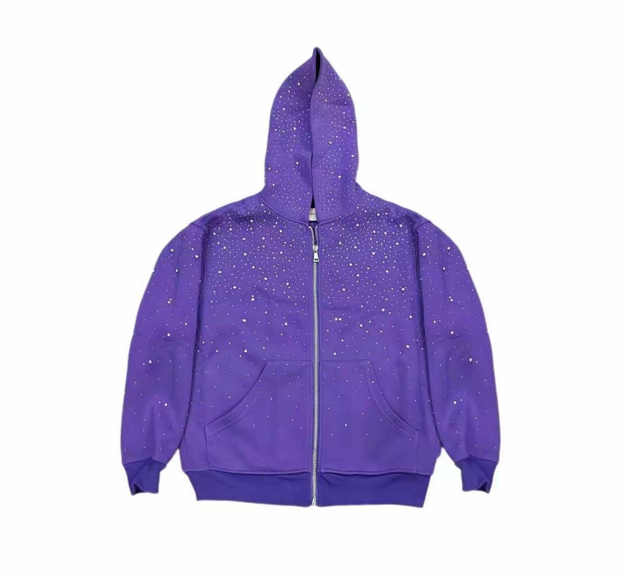 VYBES Rhinestone Galaxy Zip Up | Sleek & Sparkling Layer
