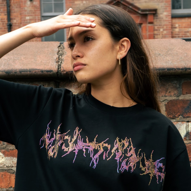 VYBES Rhinestone Tee | Handcrafted Bling Streetwear Tops