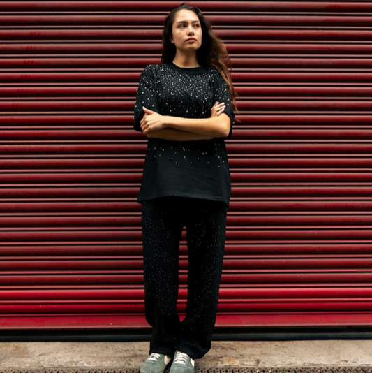 VYBES Rhinestone Sweatpants