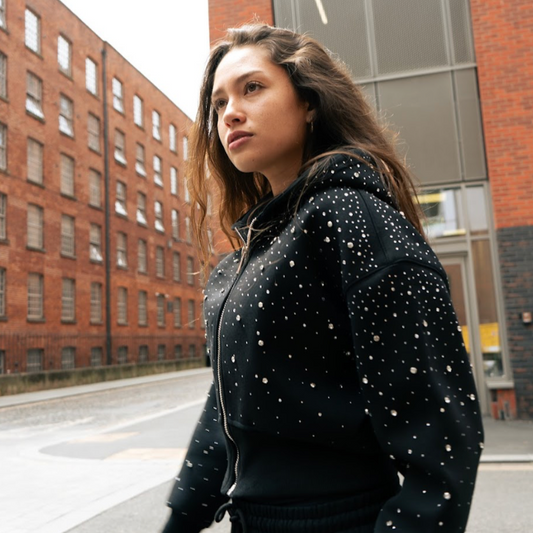 VYBES Women's Cropped Galaxy Zip-up