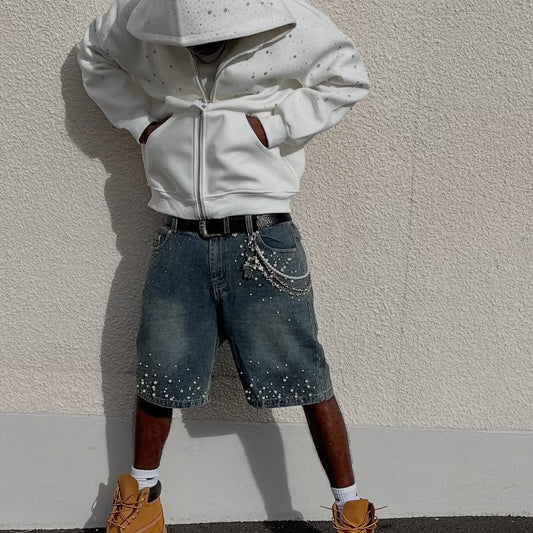 VYBES Rhinestone Pearl Jorts