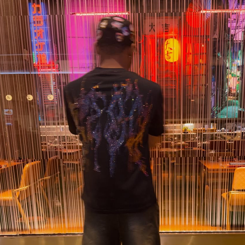VYBES Rhinestone Tee | Handcrafted Bling Streetwear Tops