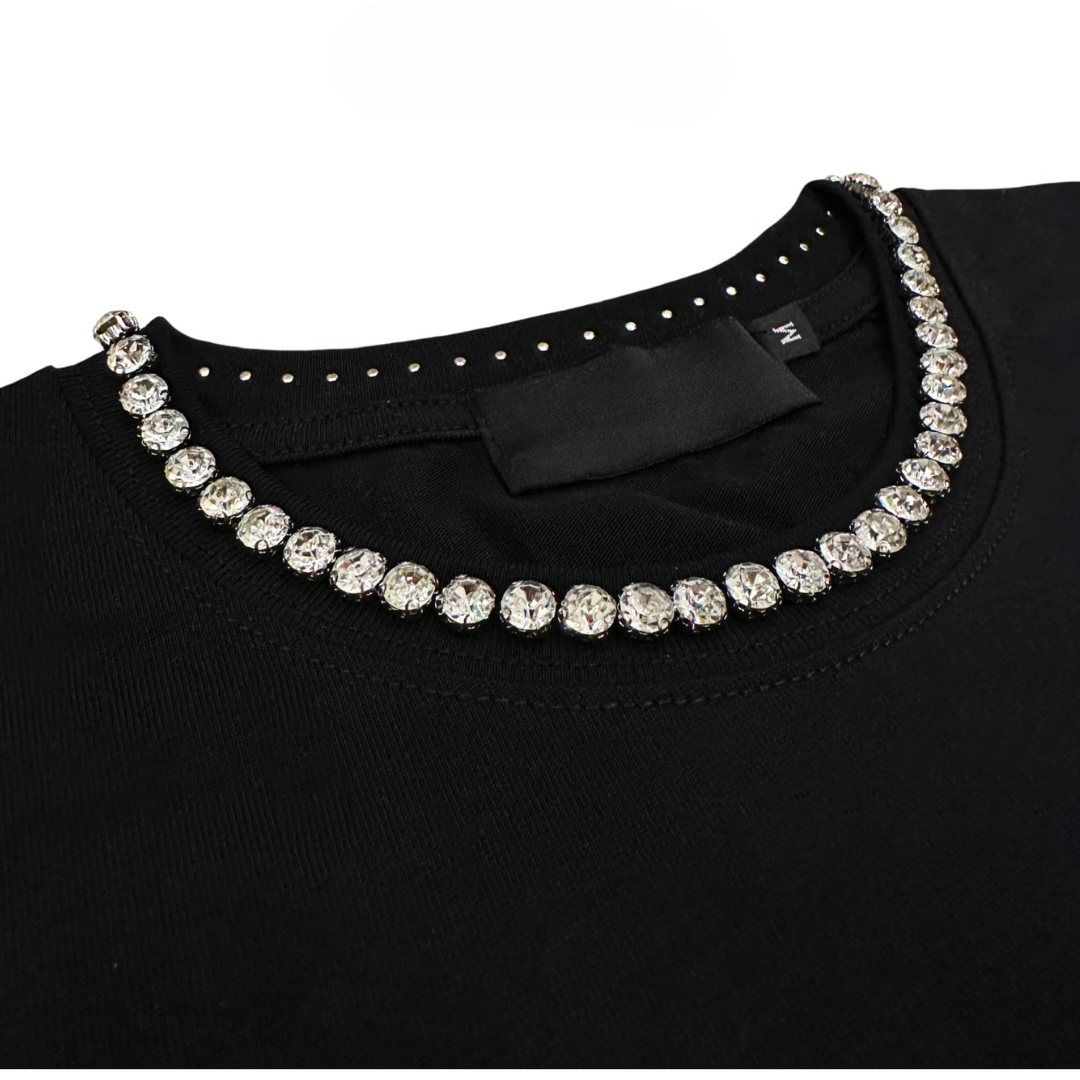 Rhinestone Iced Collar Tee