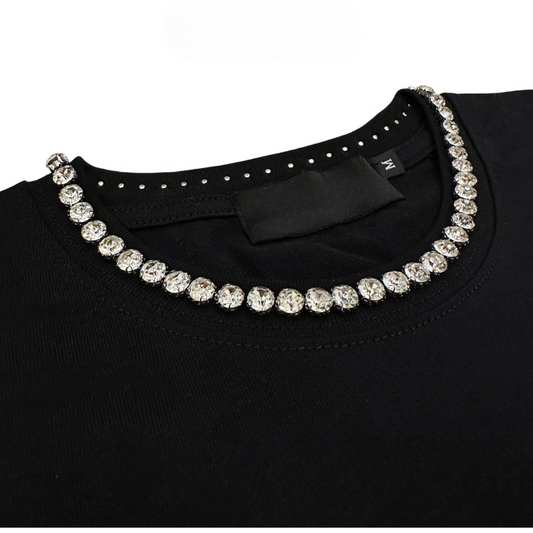 Rhinestone Iced Collar Tee