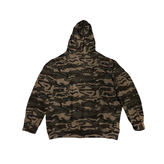 VYBES Rhinestone Camo Zip Hoodie