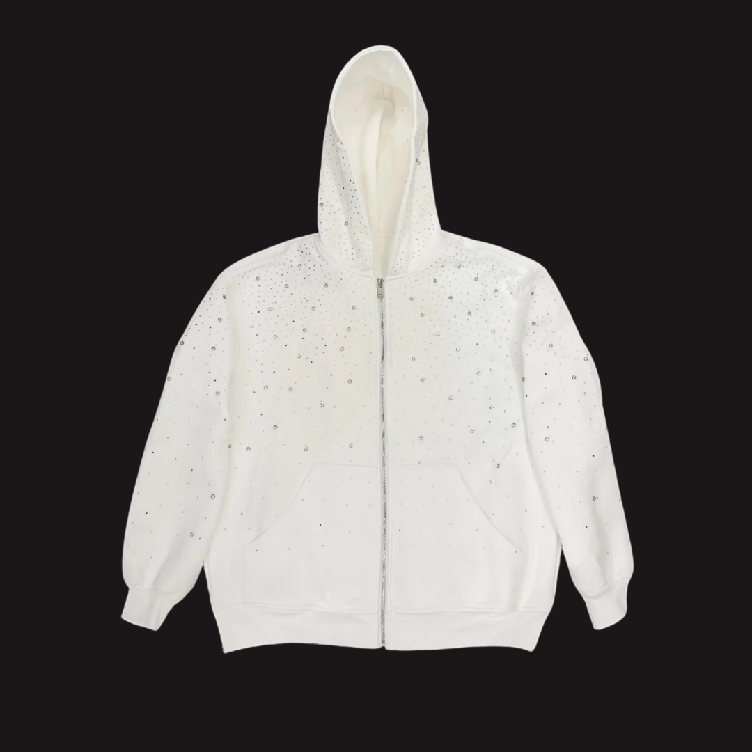 VYBES Rhinestone Galaxy Zip Up | Sleek & Sparkling Layer VYBES Rhinestone Galaxy Zip Up | Sleek & Sparkling Layer