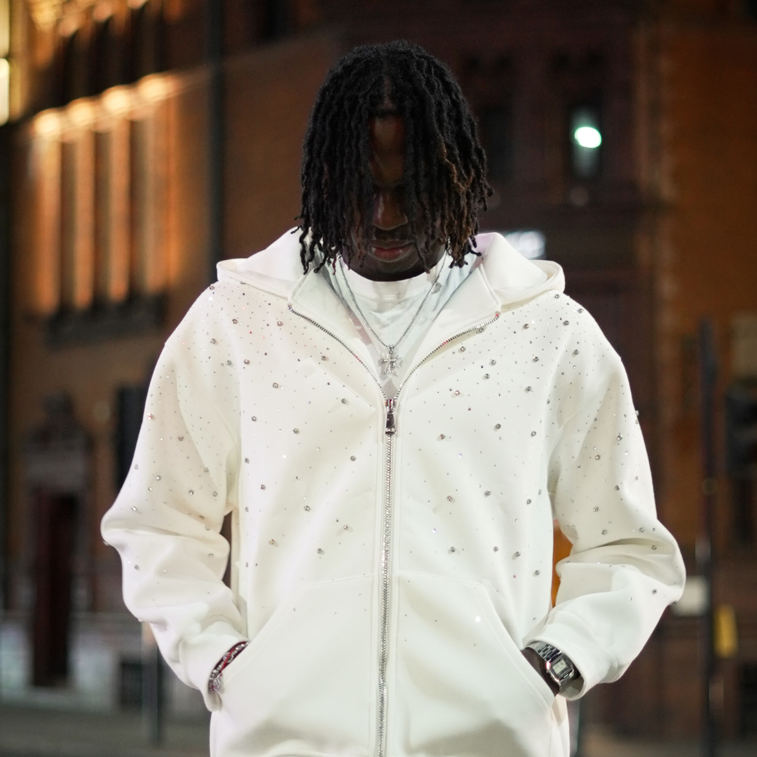 VYBES Rhinestone Galaxy Zip Up | Sleek & Sparkling Layer VYBES Rhinestone Galaxy Zip Up | Sleek & Sparkling Layer