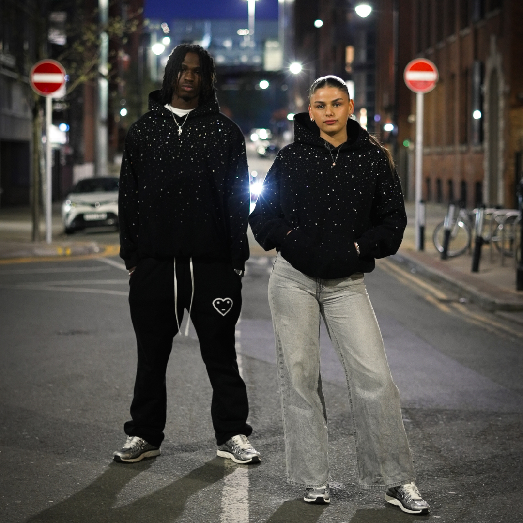 VYBES Rhinestone Galaxy Hoodie | Sparkling Style & Comfort