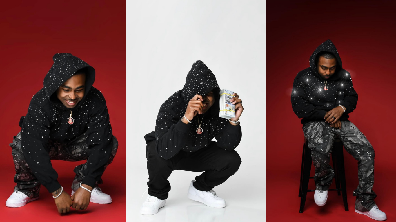 VYBES Rhinestone Galaxy Zip Up (Fur Lined) | Fur-Lined