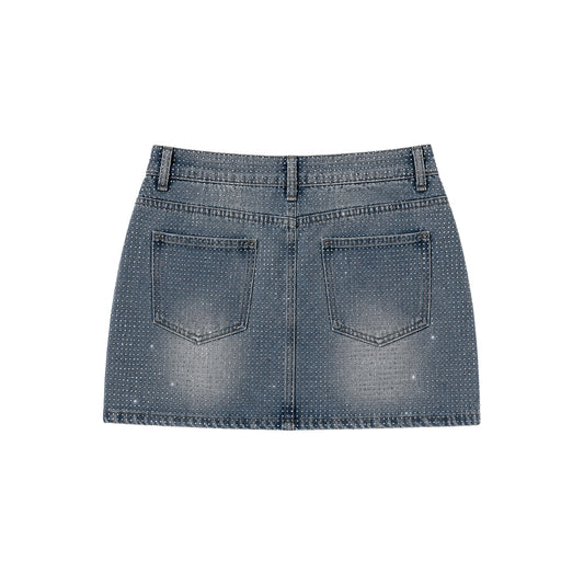 VYBES Rhinestone Denim Skirt