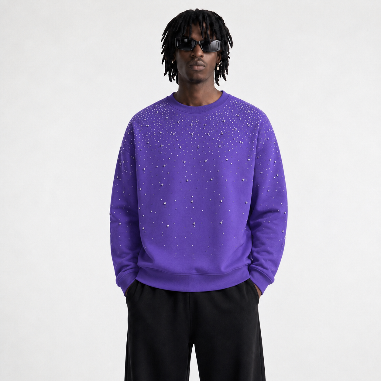 VYBES Rhinestone Galaxy Crewneck | Comfort & Style