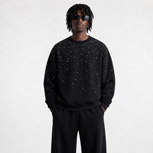 VYBES Rhinestone Galaxy Crewneck