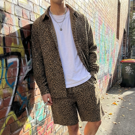 VYBES Leopard Long Sleeve Jacket