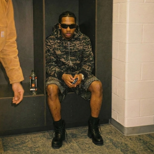 VYBES Rhinestone Camo Shorts