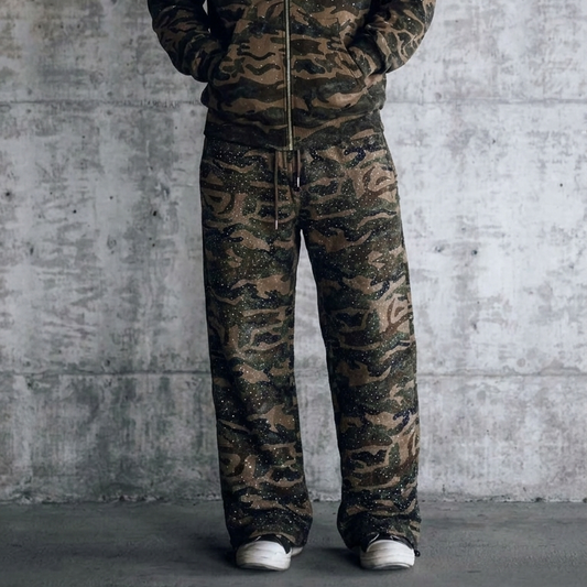 VYBES Rhinestone Camo Sweatpants