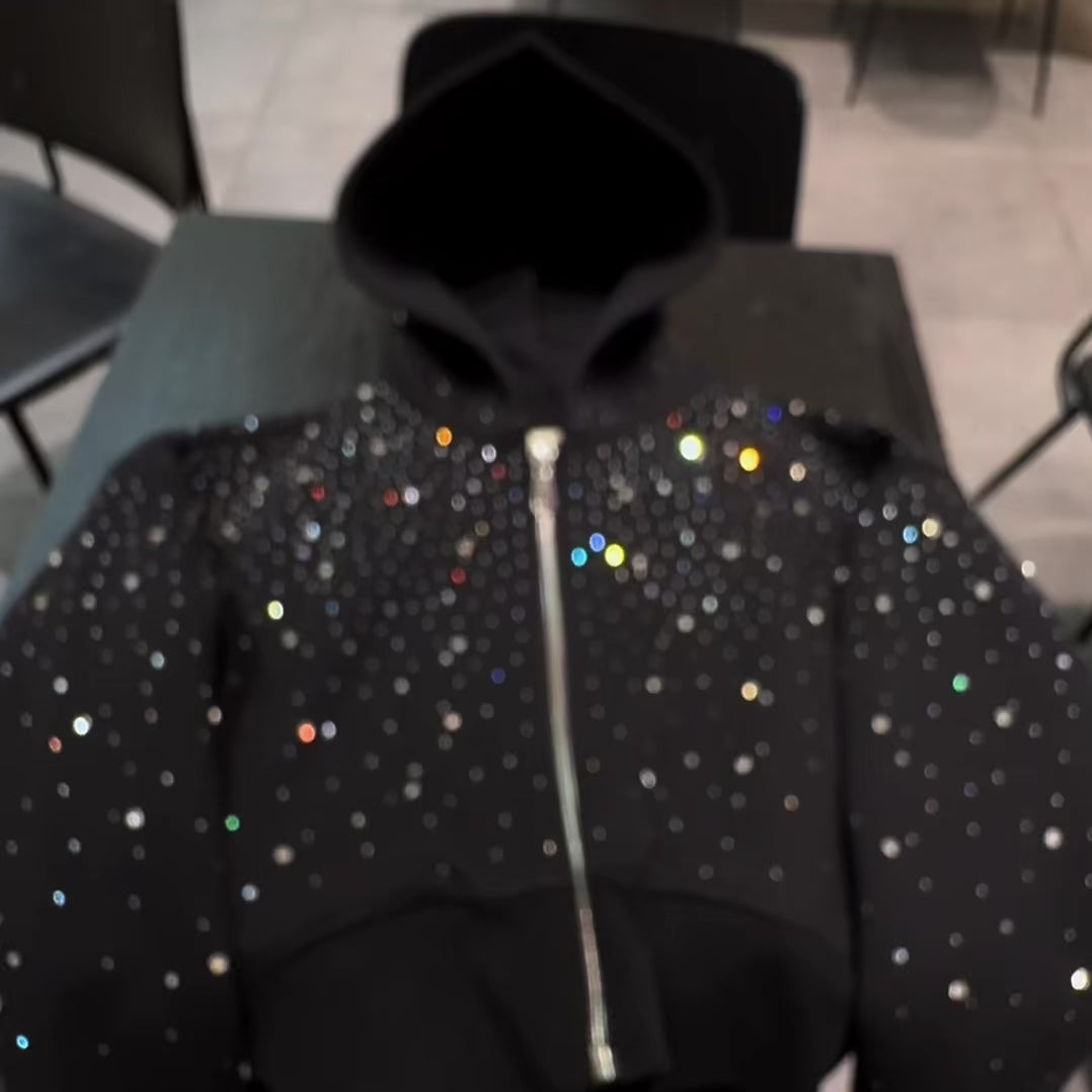 Cropped Galaxy Zip up | Sleek & Sparkling Layer