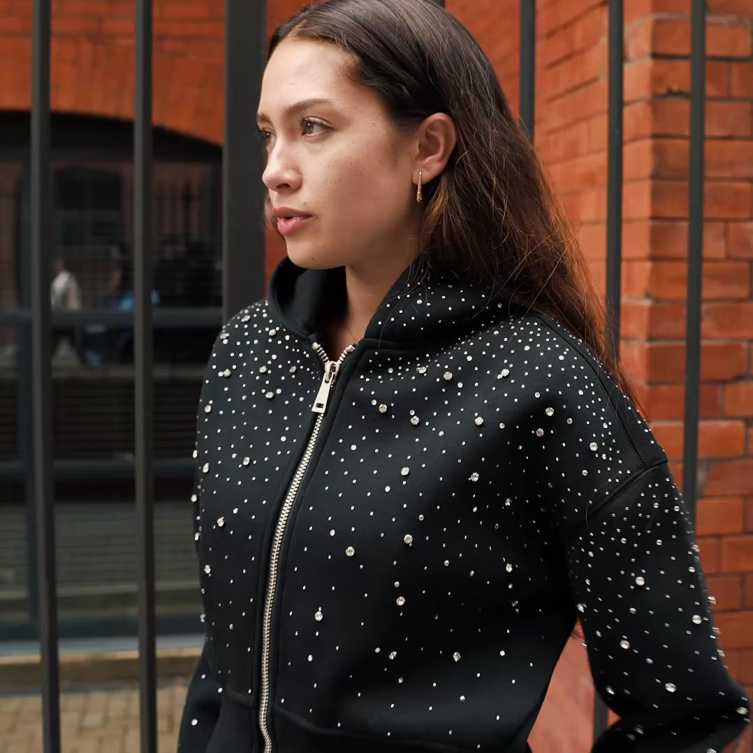 Cropped Galaxy Zip up | Sleek & Sparkling Layer