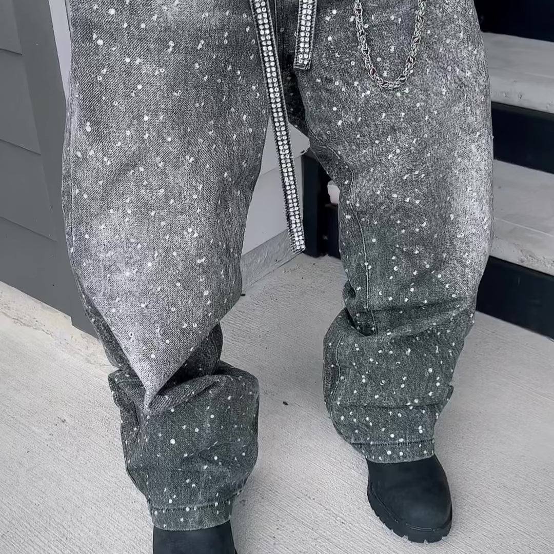 VYBES Rhinestone Baggy Pants | Bold & Comfortable Style