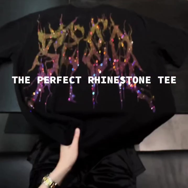 VYBES Rhinestone Tee | Handcrafted Bling Streetwear Tops