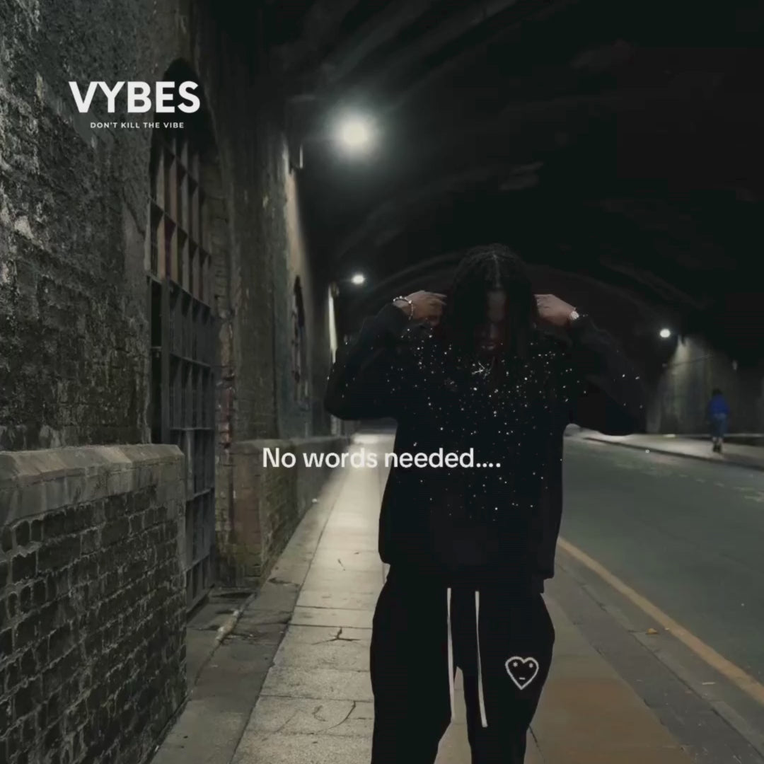 VYBES Rhinestone Galaxy Hoodie | Sparkling Style & Comfort