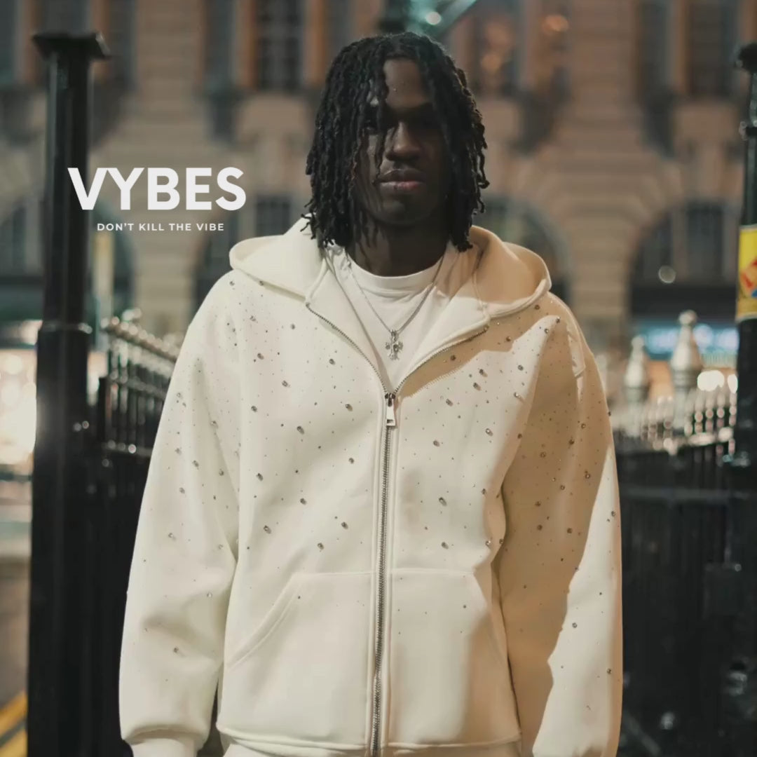トップス VYBES Rhinestone Galaxy Zip Up The VYBES Rhinestone Galaxy Zip Up—Heavy, 100% cotton, built to