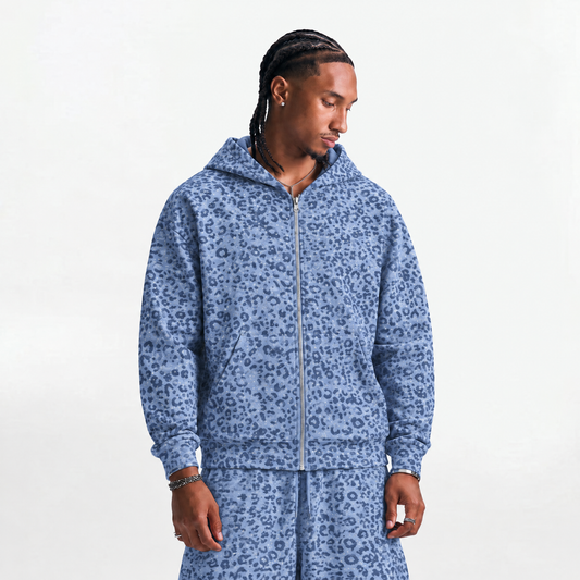 VYBES Blue Leopard Sweatpants